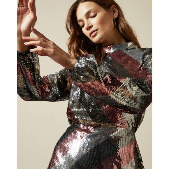 💕TED BAKER💕 Jocasta Striped Sequin Mini Dress - Picture 6 of 15